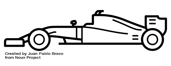 Zeichnung eines Formel-1-Wagens als Analogie zu einem wendigen Team