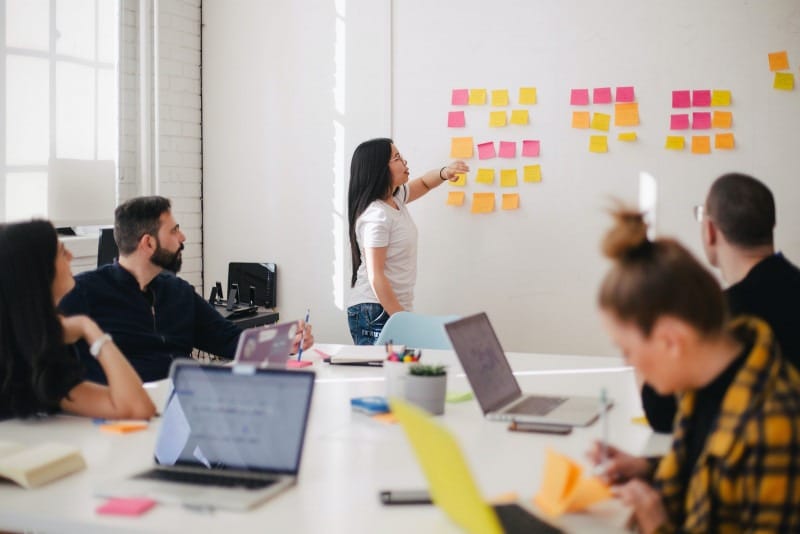 Reunión de planificación de un equipo ágil