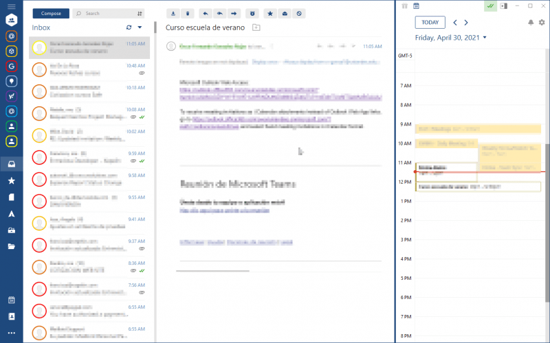 Ganador, cliente de correo Mailbird donde se aprecia el buzón unificado y calendario integrado en la misma pantalla.